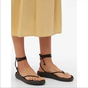 Ancient Greek Piera Black Leather Sandals